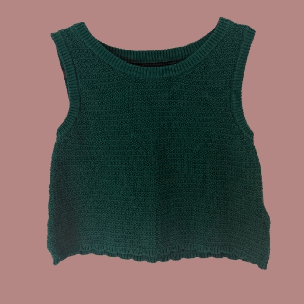 Roots Sylvan Crochet Tank | Green | Size Extra Small (XS)